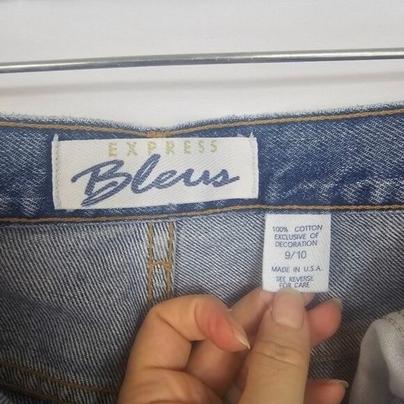 VTG Express Bleus 90s Y2K Jeans Sz 9/10 Embroidered Flowers Denim High Waist - Picture 8 of 8